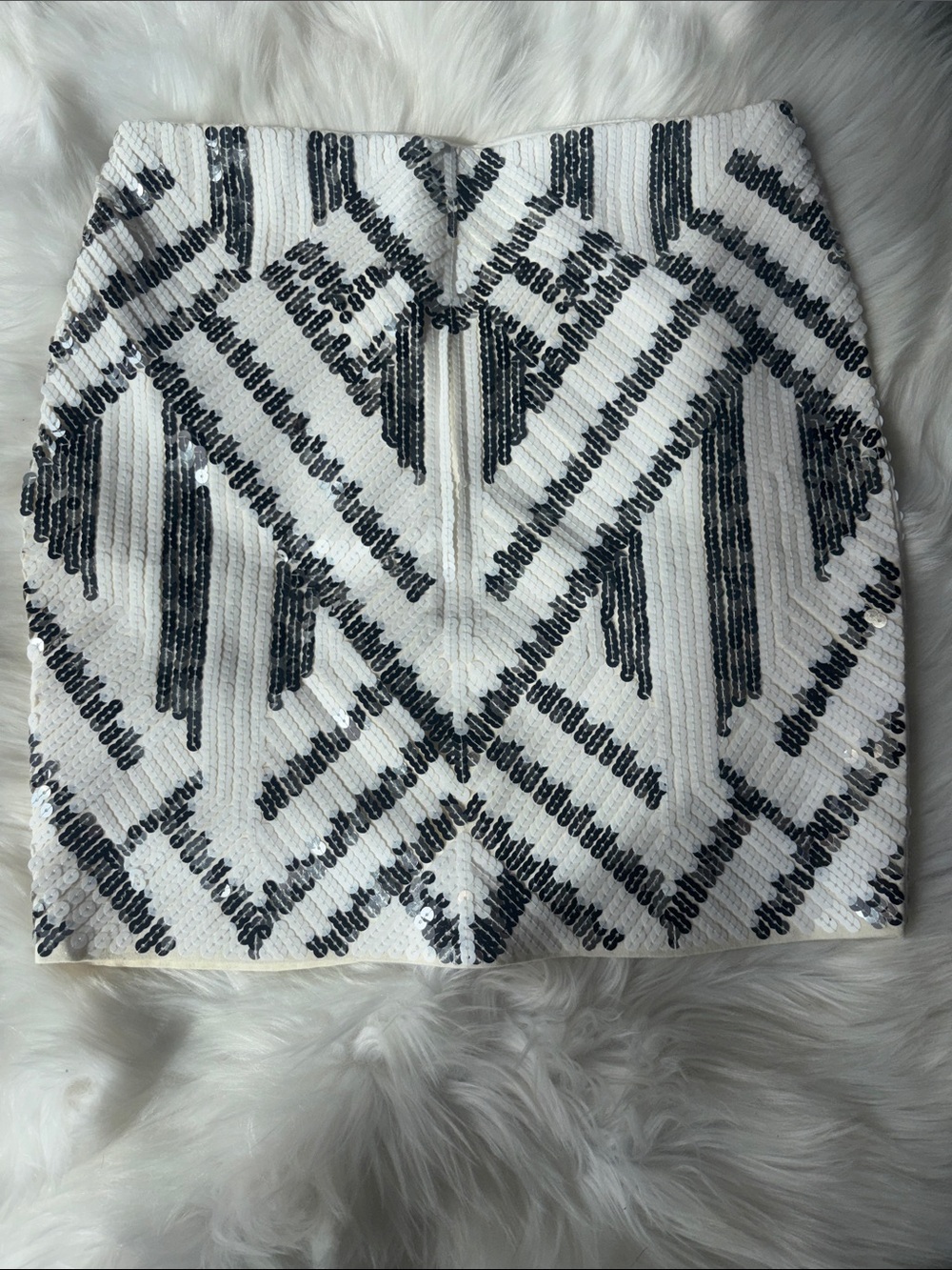Express Sequined White and Black Mini Skirt